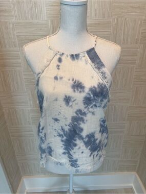 FATE Blue Tie Dye Keyhole Halter Top Size S